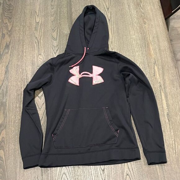 Under Armour Real Tree Black Pink Pullover Hoodie Size S - Picture 1 of 3